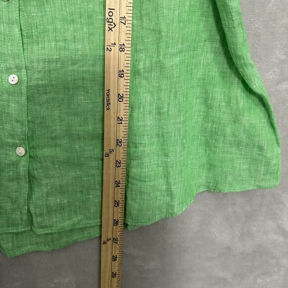 Lilly Pulitzer Briette Button Down Top Seacoast Linen Gecko Green Women’s XL - Picture 7 of 13